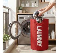 90L Large Laundry Hamper, Freestanding Tall Clothes Hamper, Foldable Laundry Bag, Home Laundry Organizer(Red)