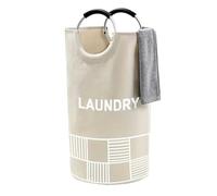 90L Laundry Basket 13 Colors Waterproof Hamper Bag with Padded Handles Clothes Stands Up Well Collapsibl(Beige)
