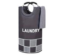 90L Laundry Basket 13 Colors Waterproof Hamper Bag with Padded Handles Clothes Stands Up Well Collapsibl(Black)