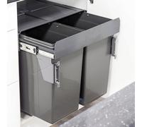 90L Pull Out Kitchen Waste Recycling Bin For 600mm Unit Hinged Door Base Mounted