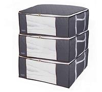 90L Underbed Storage Bags with Zips, Large Clothes Storage Bags with Strengthened Handles, Breathable Duvet Storage Bag King Size for Comforters, Clothes, Quilt, Blankets, Bedding, No-Smell