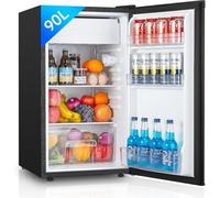90l Undercounter Mini Fridge Dual Zone Silent Low Energy Reversible Door | 90L dual zone cooling & micro-freeze storage; reversible swing door;7-level temperature dial; silent low-energy compressor;