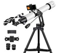 90mm Aperture 800mm Refractor Telescope for Adults High Powered Telescopes for Astronomy Beginners - Professional AZ Mount Tripod, HD Optics, Phone Adapter