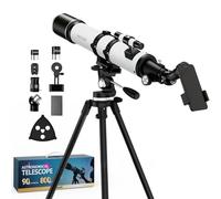 90mm Aperture Telescope 800mm Focal Length Refractor for Beginners & Advanced Users, Professional Astronomy Telescope with 32X-240X Magnification, 3X Barlow Lens & Phone Adapter