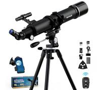 90mm Aperture Telescope 800mm Focal Length Refractor for Beginners & Advanced Users, Professional Astronomy Telescope with 32X-240X Magnification, 3X Barlow Lens & Phone Adapter