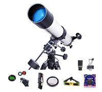 90mm Beginners Astronomical Telescope Children Space Astronomic Refractor Adultsng Scope with Lightweight Steel Tripod W
