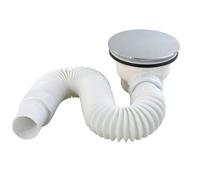 90mm Fast Flow Shower Waste Trap by Shower Enclosures UK Easy Clean with Chrome Cover Cap Flexible Hose