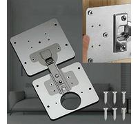 90mm Hinge Repair Plate Rust-Resistant Steel Furniture Cupboard Repair Mount Set, 1 Plate + 6 Screws