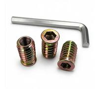 90Pcs 1/4"-20x10mm Threaded Inserts for Wood Nut Inserts | Zinc Plated Carbon Steel Threaded Insert Nuts for Furniture ,Wooden Products Repair, Hex Spanner Included