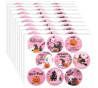90pcs/10 Sheets Halloween Stickers for Kids, 9 Different Design Halloween Pumpkin Themed Sticker Round Seal Label Stickers for Envelope Candy Party Gifts Halloween Decoration