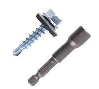 90pcs #10 x 1 Hex Head Sheet Metal Self Drilling Roof Screws, 4.8 x 25mm Self Tapping Roofing Screws with Free Socket Bit for Roofing Siding & Construction