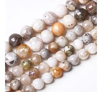90pcs 4mm Natural Bamboo Leaf Agate Stone Beads for Jewelry Making DIY Bracelet Necklace Accessories AAA 15 Inch Energy Healing Power Stone Beads (Buffalo Leaf Agate, 4mm)