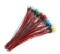 90pcs 7 Colors DC 12V LED Lights Emitting Diodes Assorted Kit Pre Wired 5mm Red Yellow Blue White Green Purple Orange for Lighting Decoration