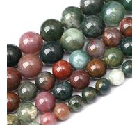 90pcs 8mm Natural Indian Agate Gemstone Beads for Jewelry Making - Polished Round Smooth Stone Beads, Genuine Real Stones for Bracelet Necklace 2 Strand 32