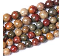 90PCS 8mm Natural Picasso Jasper Beads Healing Power Stones Round Loose Gemstone Beads for Jewelry Making DIY 32" 2 Strands