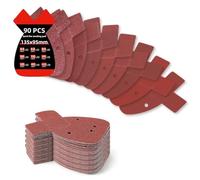 90pcs Black and Decker Mouse Sander Pads, Sanding Sheets, 4 Holes Hook and Loop Mouse Palm Sanding Paper, Assorted Grits 40/60/80/100/150/240/320/400/600 for Electric Sander Grinding