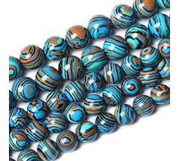 90pcs Blue Malachite Stone Beads 8mm Round Loose Gemstone Beads for Jewelry Making Bracelet, DIY Bracelet, 32" Necklace, 2 Strands, Energy Stone Healing Power