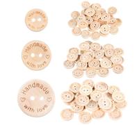 90pcs Buttons for Baby Cardigans, 3 Sizes Wooden Buttons, Handmade Button for Sewing with Love Button for Kids DIY Sewing Craft Decorations(10mm,20mm,25mm)