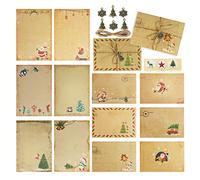 90Pcs Christmas Writing Set, Christmas Wish List Notelet Letter Writing Set Stationery to Santa - Father Christmas Writing Set Includes Dear Santa Letter, Envelopes, Sticker Sheet, Pendant, Rope