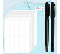 90Pcs Clothing Labels No Iron Waterproof Self-Stick Fabric Labels for Clothes Laundry Label with 2Pcs Black Marker Pen for Adults,Camp,Home,Daycare and Nursing Home 1.77 x 0.5Inch