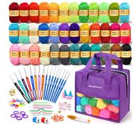 90Pcs Crochet Kit for Beginners Adults,1575 Yards 36 Colors Yarn for Crochet,54Pcs Crochets Accessories Set including Ergonomic Hooks for DIY Amigurumi,Scarves,Granny Squares,Gift for Christmas,Purple