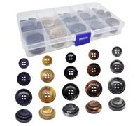 90Pcs Faux Buffalo Horn Suit Coats Buttons 5 Color 3 Size (15MM, 20MM, 25MM) for Jacket Sleeves and Pants Sport Coat Uniform by LE-stone