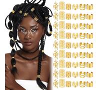 90PCS Gold Hair Accessories,Adjustable Gold Hair Cuffs,Hair Charms,Hair Rings,Dreadlock Accessories,Suitable for Women and Men's Hair Braids Decoration Party Music Festival (6 Styles)