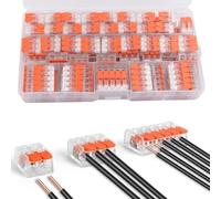 90PCS Lever Wire Connectors Kit 2/3/5 Port,Compact Electrical Wire Connectors Push Fit Terminal Block,Quick Splicing Cable Connectors for 0.14-4mm² Wiring,Reusable Electrical Connectors for Home DIY