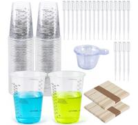 90Pcs Plastic Measuring Cups,240ml,with 20 Pipette,20 Sampling Cups,for DIY | Resin Mixing Cups, with 100 Stir Sticks, for Epoxy Resin, Paint, Watercolor, Oil Painting, for Painting Creation, Mold Making