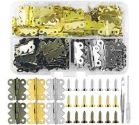 90pcs Small Cabinet Hinges - Antique Butterfly Shape, 20 * 17mm, 360 Screws, 1 Screwdriver, 3 Colors, Mini Hinges with Tweezer, Organiser for Jewelry Box, DIY Crafts Box