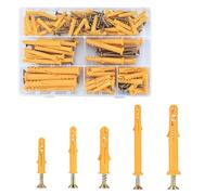 90pcs Wall Plugs & Screws Set, 5 Different Sizes of M8/M6 Plastic Anchors for Brick, Concrete and Drywall, Includes 45 Self Tapping Fasteners and 45 Expansion Bolts in Storage Box