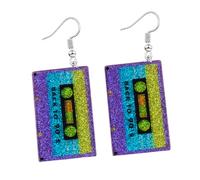 90s 80s Outfit Earrings Accessories for Women Party Themed Retro Acrylic Drop Dangle Music Earring Jewelry Gift, Acrylic, No Gemstone