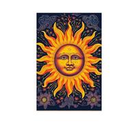 90s Celestial Sun Print, 90s Whimsigoth Celestial Magical Home Decor, Sunshine Poster, Blue And Yellow Celestial Art, Cosy Witchy Print Canvas Modern Poster Wall Art Prints Paintings Living Room Bedro