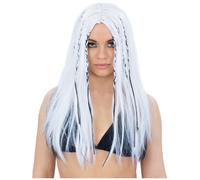 Smiffys 90s Christina Wig Fancy Dress Accessory for Adults Long White Wig with Black Braided Highlights Ideal for Pop Star Costume Parties Y2K Throwback Events and 90s Themed Nights Out