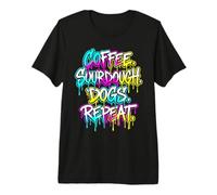90s Dripping Coffee Sourdough Dogs Repeat Baker Baking Premium T-Shirt
