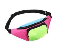 90s Fanny Pack, Neon Fanny Pack Retro Oxford with 2 Pockets Adjustable | Belt Bag for Women Men, 80s 90s Theme Party Festival Rave Halloween Accessories