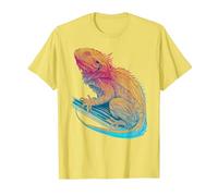 90s Hipster Vintage Bearded Dragon 80s Beardie Vaporwave T-Shirt, Men, Lemon Yellow, Large
