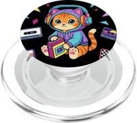 90s Kawaii Cat 80s Music Cassette Player Kitty PopSockets PopGrip for MagSafe