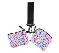 90s Memphis Abstract Abstract Retro Decor Dual Wristlet Wallets for Women Large Capacity Credit Card Wallet Case with Zipper Coin Pocket for Work Travel 2 Pcs