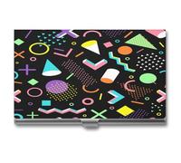 90s Memphis Style Business Card Holder,Slim Professional Card Case, Ideal Business Card Organizer and Gift Card Holder for Men Women