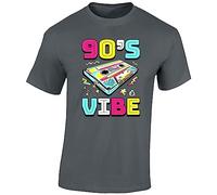 90s Music Mens T-Shirt Costume Fancy Dress Party Vintage Retro Vibes Gift Tshirt Printed Design Charcoal - Large