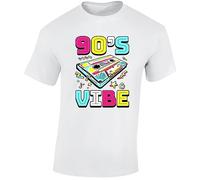 90s Music Mens T-Shirt Costume Fancy Dress Party Vintage Retro Vibes Gift Tshirt Printed Design White - Small