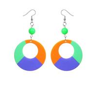 90s Neon Earrings for Women Retro Geometric Colorful Lightweight Alloy Acrylic Drop Dangle Earring for 80s Trendy Green Skirts Costume Outfits Party Glow Halloween Fiesta Accessories Jewelry