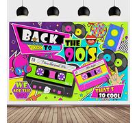 90s Party Decorations for Adults, Back To The 90's Backdrop Banner with Hanging Rope, 210x150cm Hip Hop Graffiti Photography Background Wall Table Birthday Party Decoration Supplies