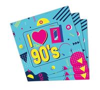 90s Party Napkins for Retro Celebrations - 40pcs Disposable Paper Serviettes with Bold Graphic Patterns for Birthday Parties School Reunions Throwback 90s Theme Party Supplies