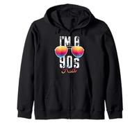 90s Party Outfit "I'm a 90s Kid" Retro Colors Sunglasses Zip Hoodie