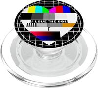 90s Party TV Test Pattern Heart I Love The 90s Costume PopSockets PopGrip for MagSafe