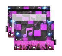 '90s Purple Music Carnival Pen Binder with Clear Window Binder Pencil case Big Capacity Three Rings Binder for Classroom School Office Supplies Multicolored 2 PCS