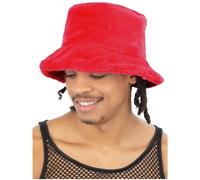 Smiffys 90s Red Fur Bucket Hat, 1990's Fancy Dress, 1990s Dress Up Hats