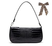 90s Style Shoulder Bag Retro Classic Clutch Shoulder Tote HandBag with Zipper, Small Shoulder Bag with Zipper Closure for Women (Black)